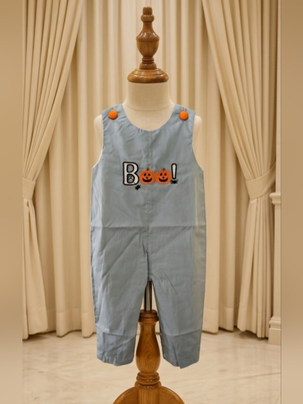 Lil Cactus Gray Blue Appliquéd Boo Jon Jon Halloween Romper NWT Size 12-18M